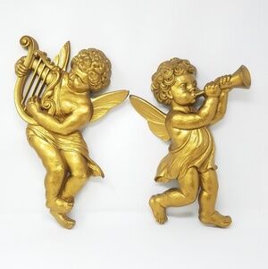 Vintage Syroco Cherubs wall decor mid century